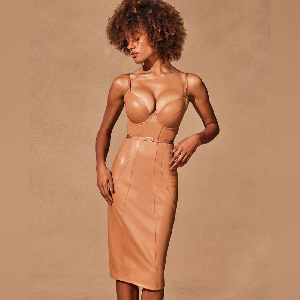 NWT $340 Honey Birdette Emily Toffee Dress 34D Medium